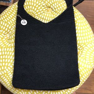 The Sak black crochet hobo shoulder bag